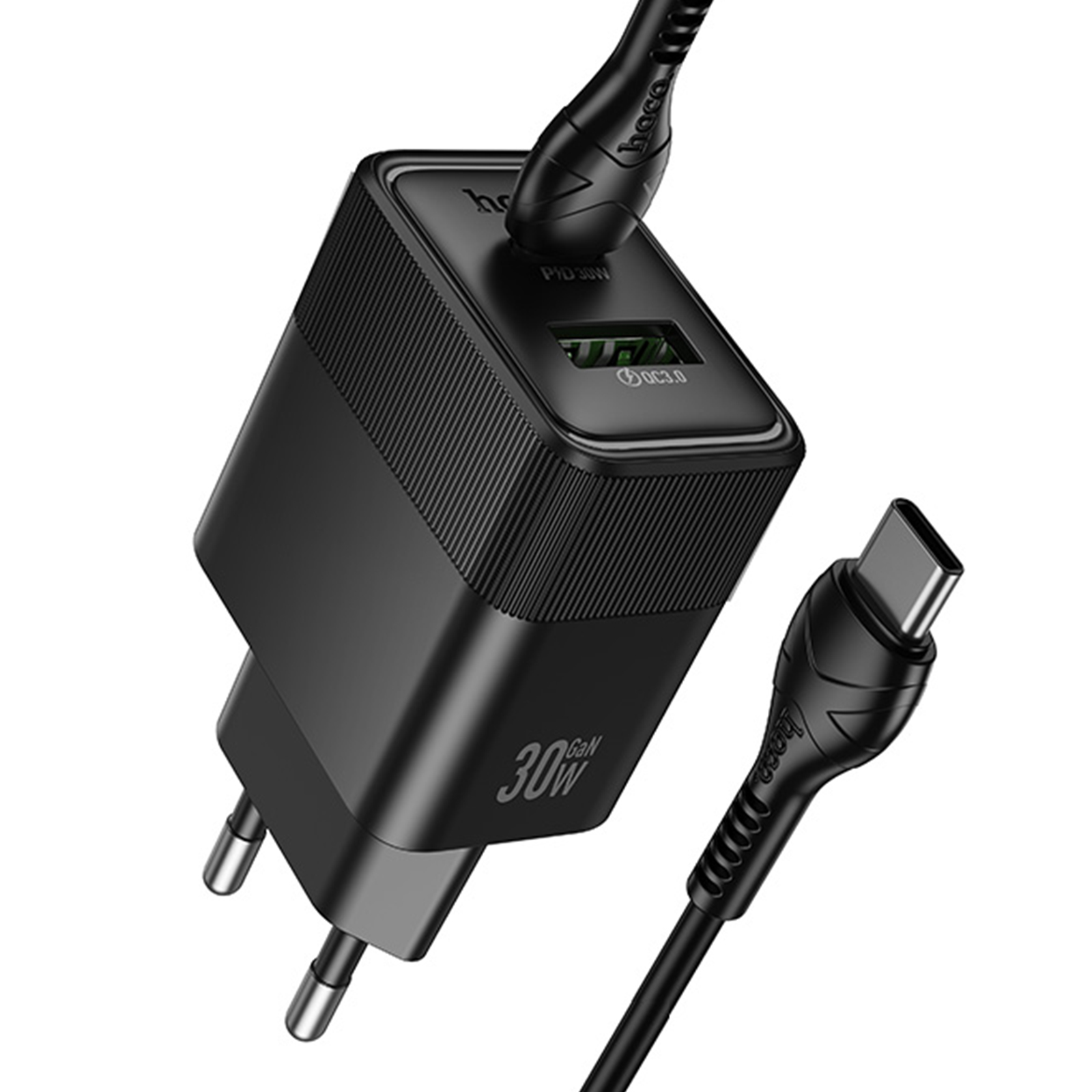 СЗУ Hoco CS112A Lounge PD30W+QC3.0 (1USB-A/1C) + кабель Type-C to Type-C, Black 3, купить оптом с доставкой