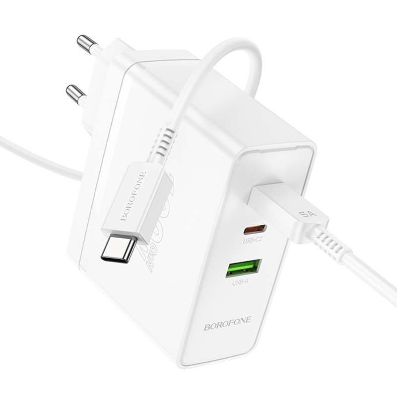 СЗУ Borofone BN11 Imperial PD100W+QC3.0 (1USB-A/2C) + кабель Type-C to Type-C на картинке №4