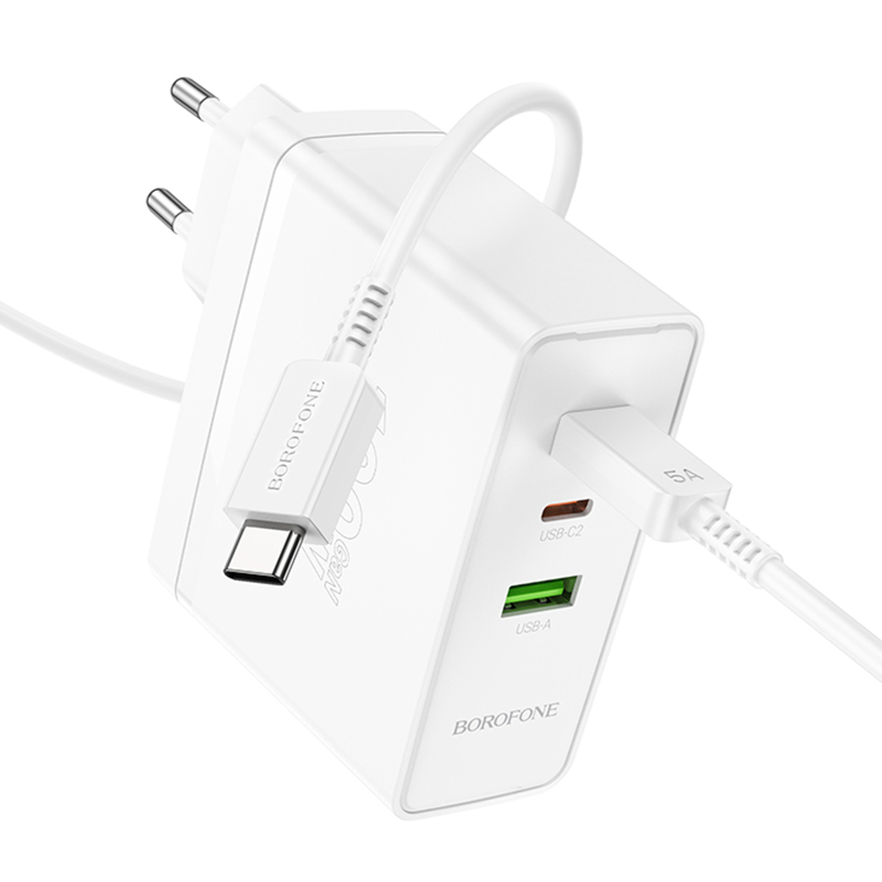 СЗУ Borofone BN11 Imperial PD100W+QC3.0 (1USB-A/2C) + кабель Type-C to Type-C, White 3, купить оптом с доставкой
