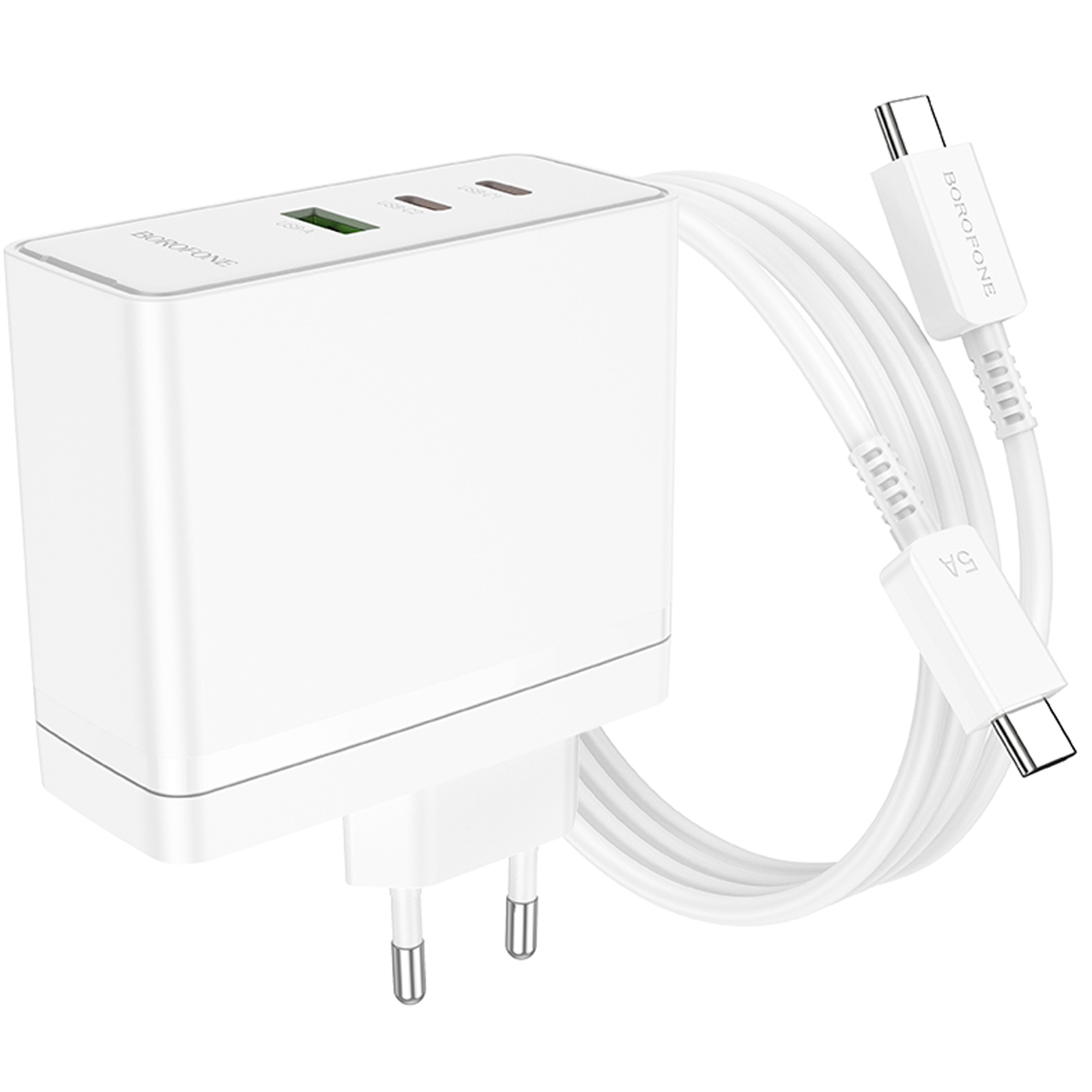 СЗУ Borofone BN11 Imperial PD100W+QC3.0 (1USB-A/2C) + кабель Type-C to Type-C, White 5, купить оптом с доставкой