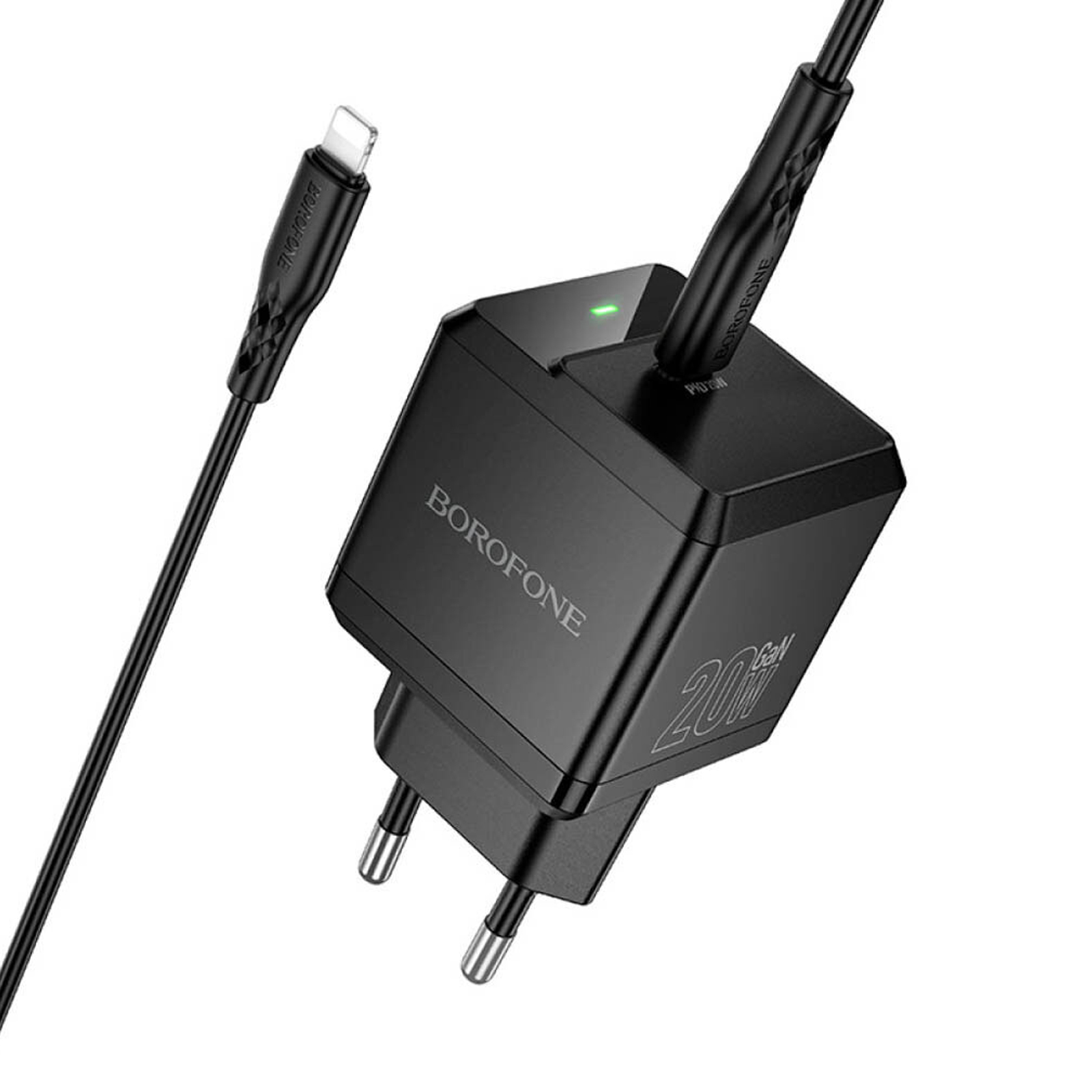 СЗУ Borofone BN18 Intenso PD20W (1USB-C) + кабель Type-C to Lightning, Black 3, купить оптом с доставкой