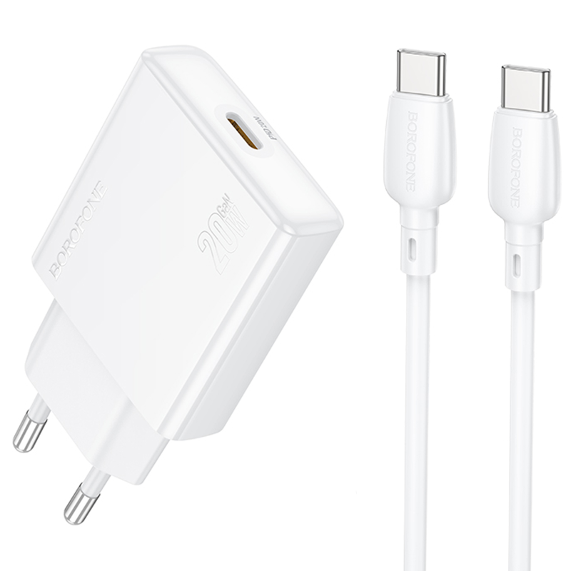 СЗУ Borofone BN23 Wish PD20W (1USB-C) + кабель Type-C to Type-C, купить оптом с доставкой