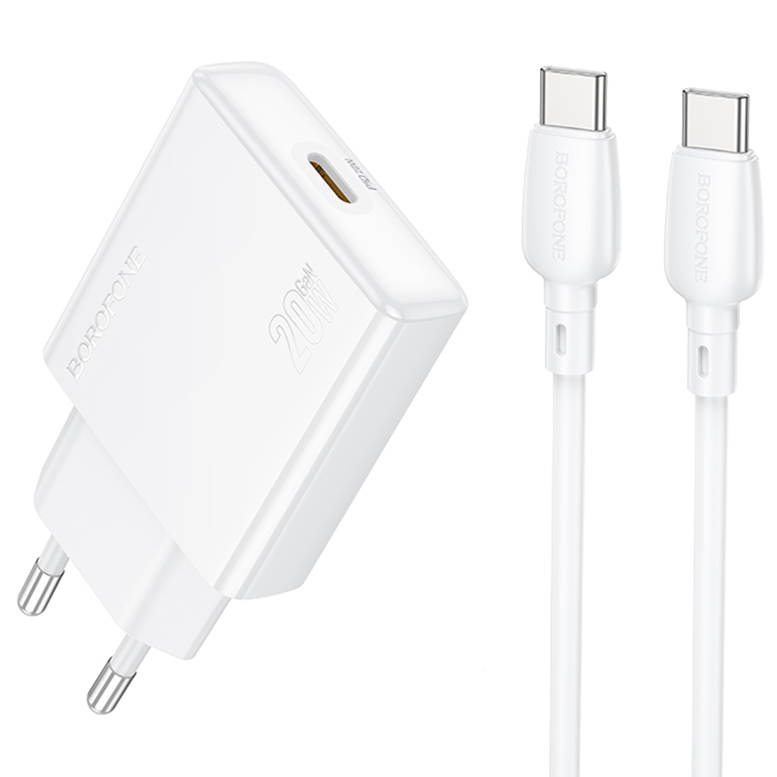 СЗУ Borofone BN23 Wish PD20W (1USB-C) + кабель Type-C to Type-C, купить оптом с доставкой