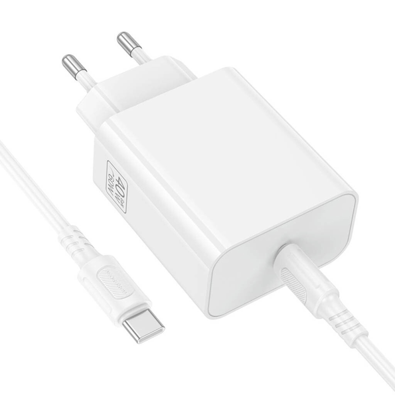 СЗУ Borofone BA109A Star PD40W (1USB-C) + кабель Type-C to Type-C, White 4, купить оптом с доставкой