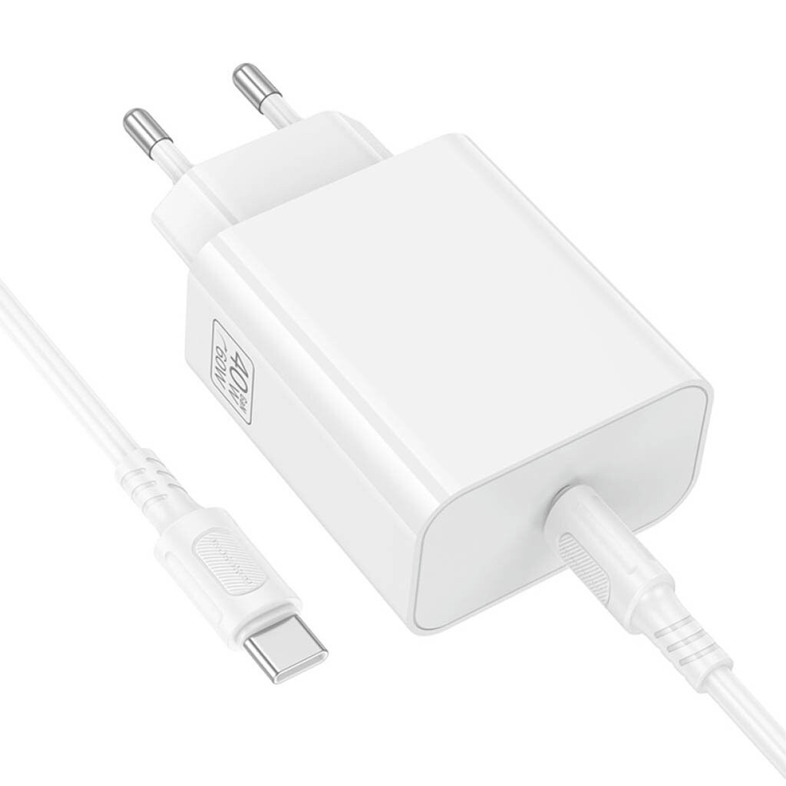 СЗУ Borofone BA109A Star PD40W (1USB-C) + кабель Type-C to Type-C, White 4, купить оптом с доставкой