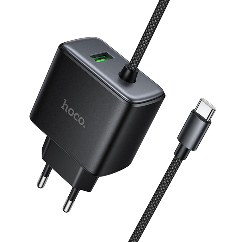 СЗУ Hoco C164A New PD30W+QC3.0 (1USB-A/1C) + встроенный кабель Type-C на картинке №1