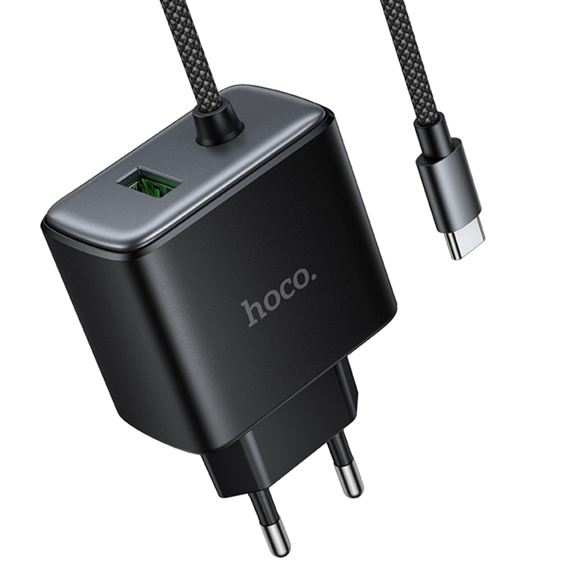 СЗУ Hoco C164A New PD30W+QC3.0 (1USB-A/1C) + встроенный кабель Type-C на картинке №5