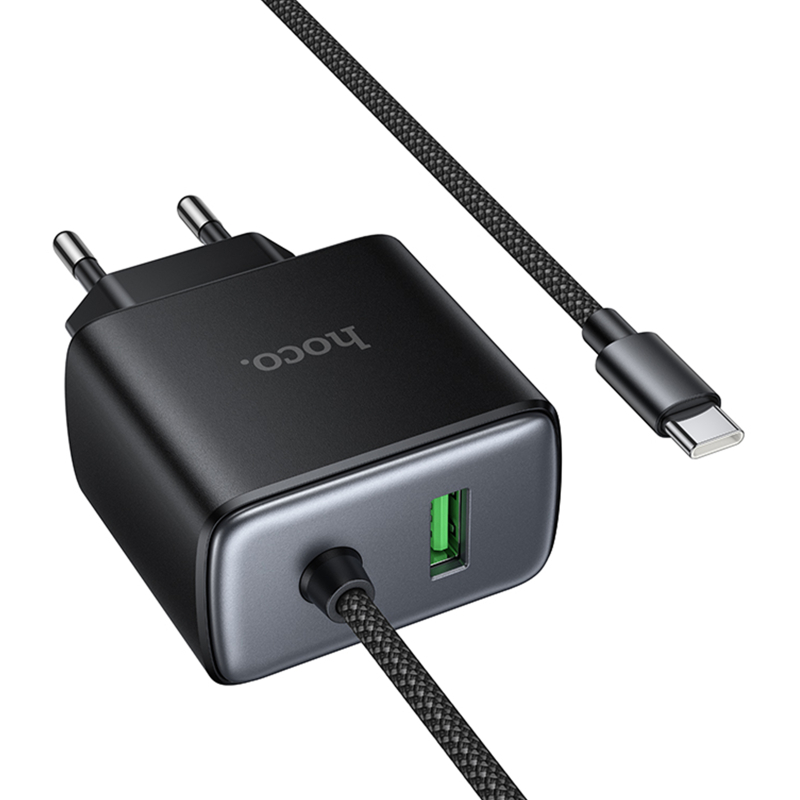 СЗУ Hoco C164A New PD30W+QC3.0 (1USB-A/1C) + встроенный кабель Type-C на картинке №6