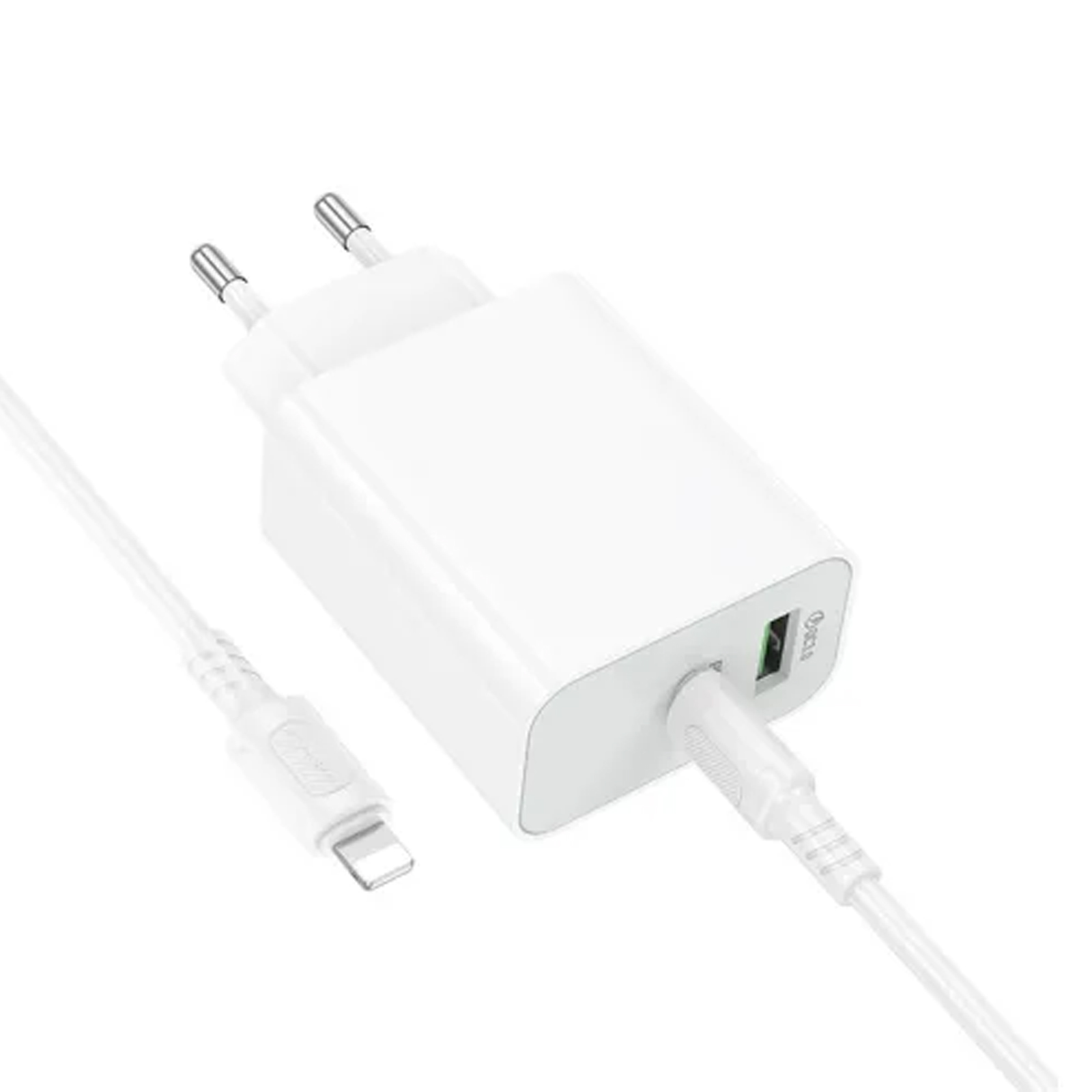 СЗУ Borofone BA108A Stellar PD30W+QC3.0 (1USB-A/1C) + кабель Type-C to Lightning, White 4, купить оптом с доставкой