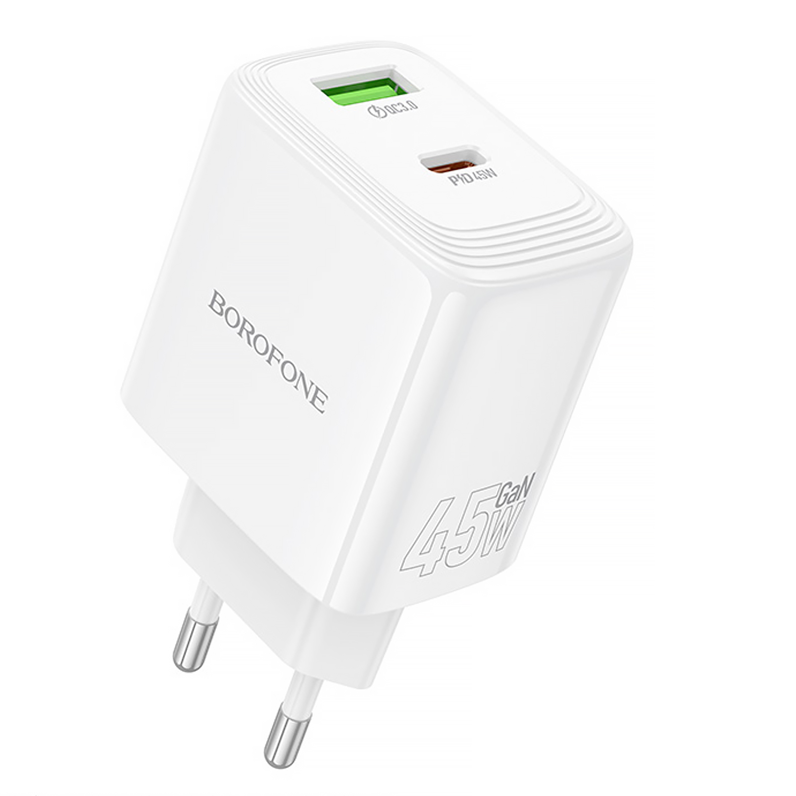 СЗУ Borofone BN30 Cargador PD45W+QC3.0 (1USB-A/1C), White, купить оптом с доставкой
