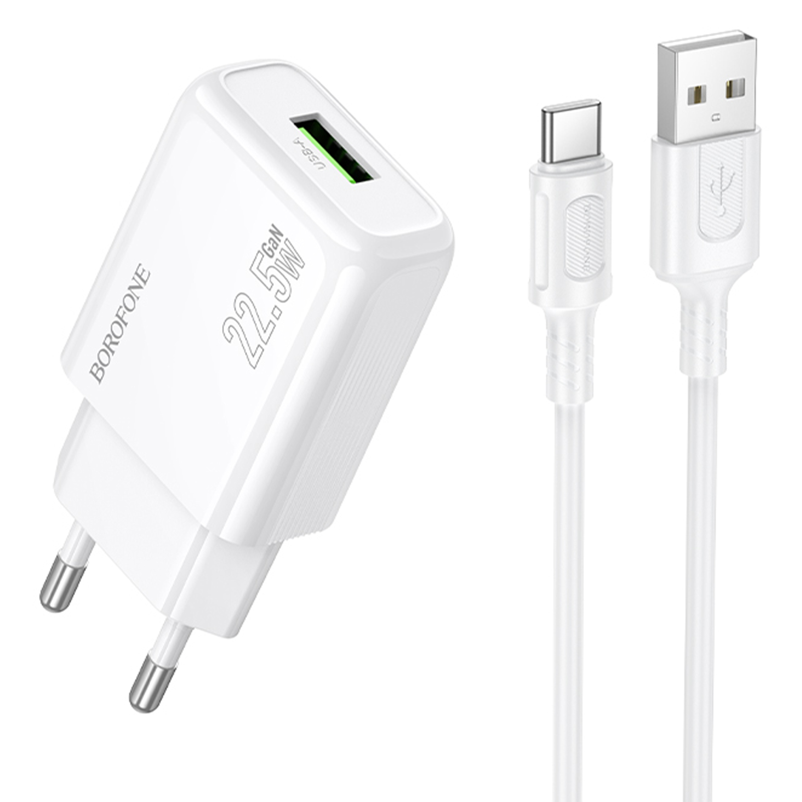СЗУ Borofone BAS91A Cloud QC3.0 22.5W (1USB-A) + кабель USB to Type-C, купить оптом с доставкой