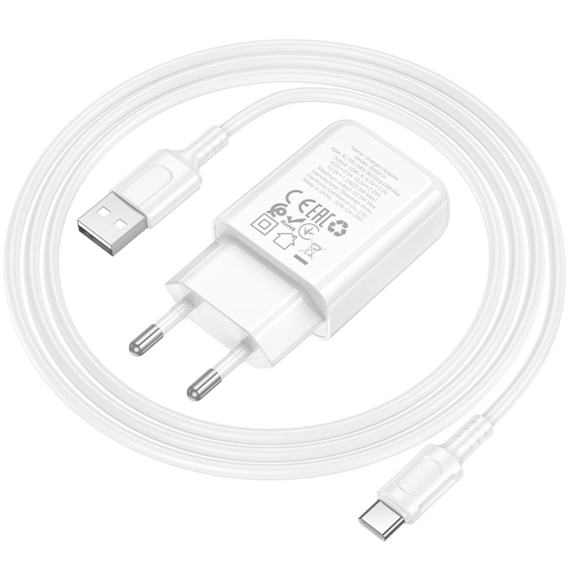 СЗУ Borofone BAS91A Cloud QC3.0 22.5W (1USB-A) + кабель USB to Type-C, White 2, купить оптом с доставкой