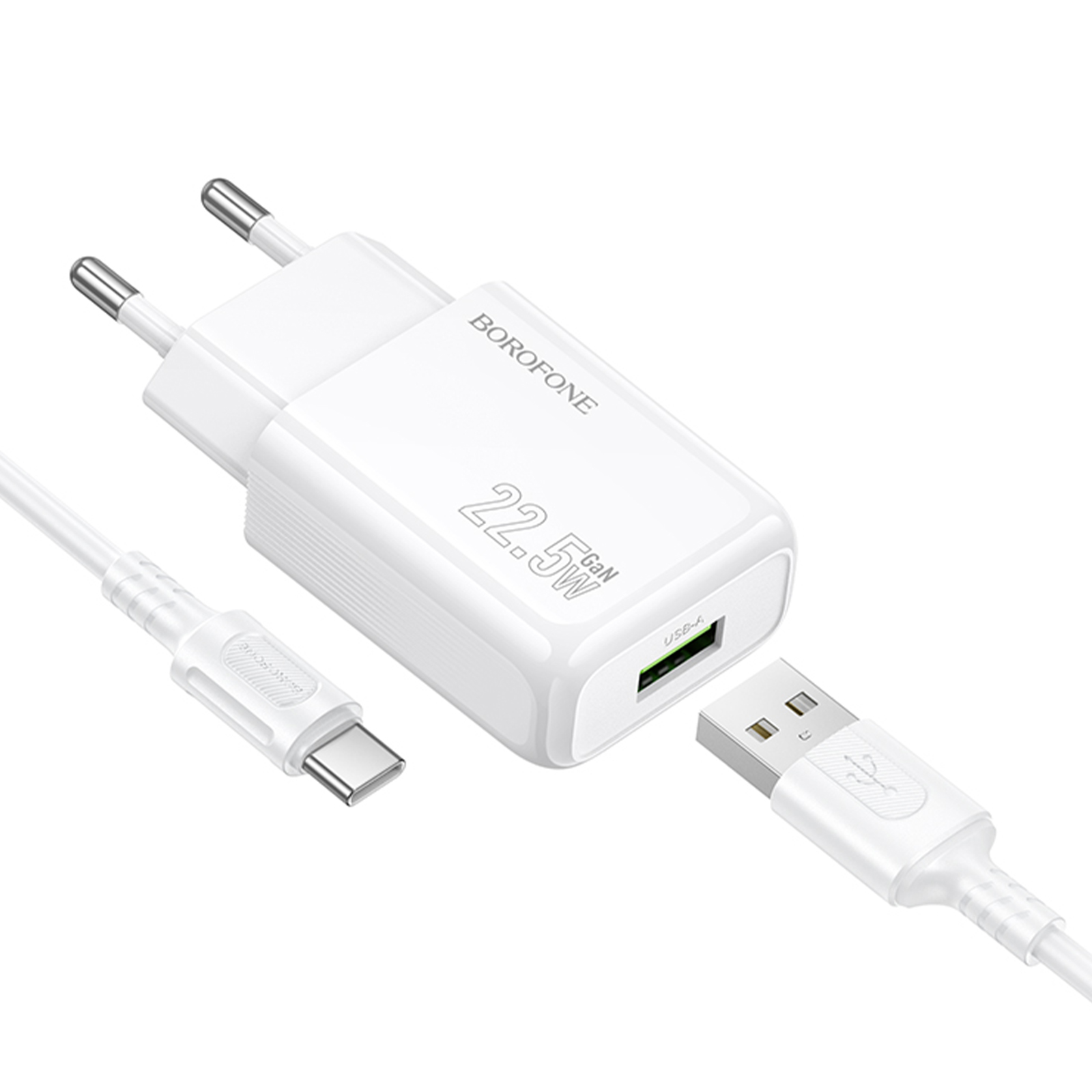 СЗУ Borofone BAS91A Cloud QC3.0 22.5W (1USB-A) + кабель USB to Type-C, White 5, купить оптом с доставкой