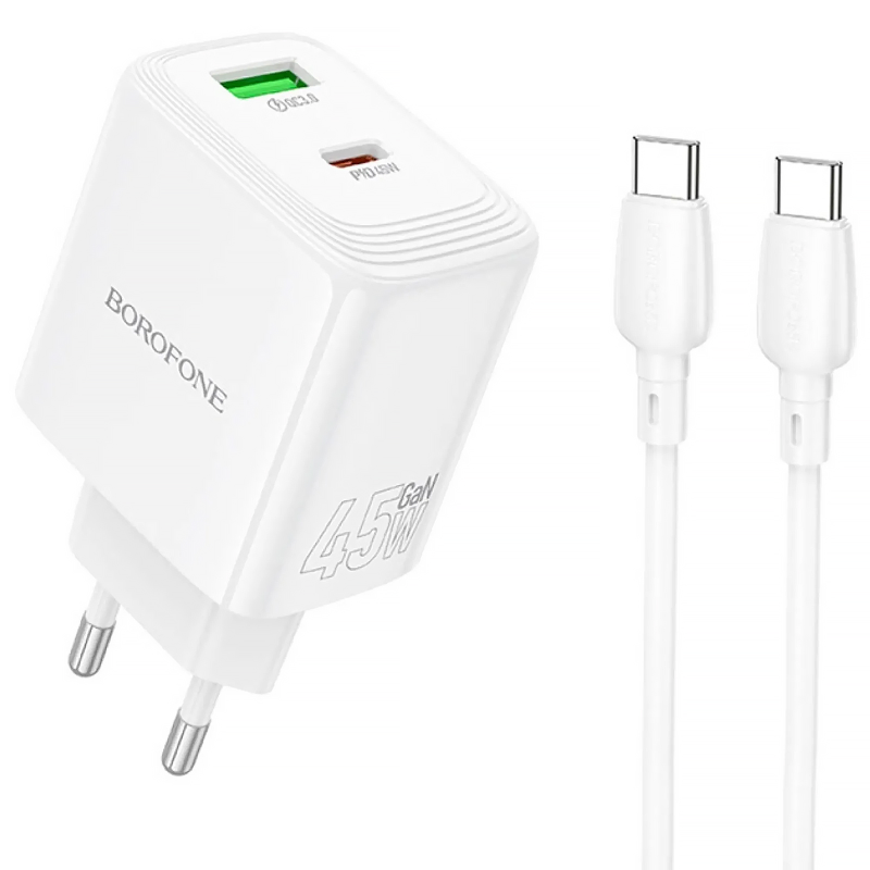 СЗУ Borofone BAS93A Cloud PD30W+QC3.0 (1USB-A/1C) + кабель Type-C to Type-C, купить оптом с доставкой