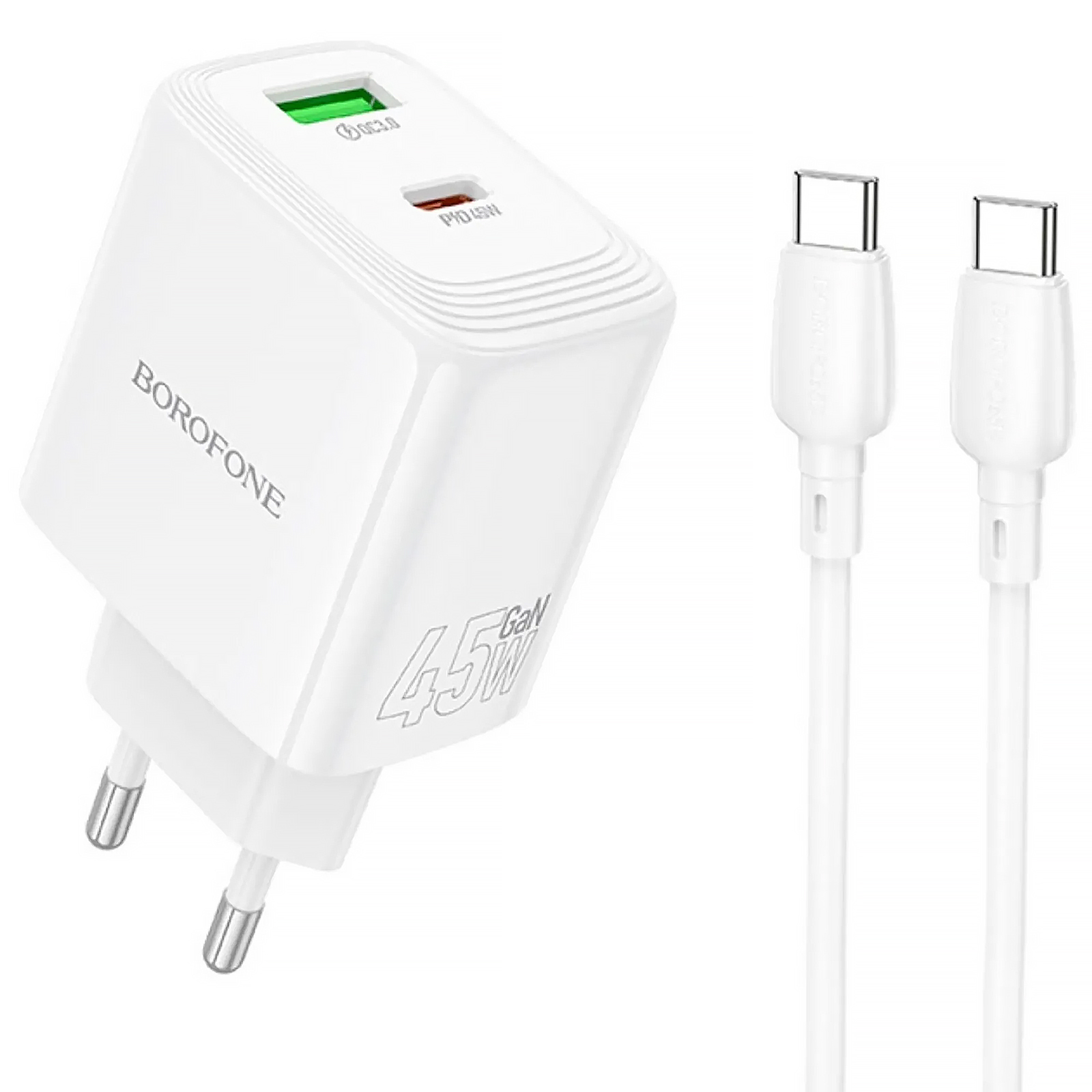 СЗУ Borofone BAS93A Cloud PD30W+QC3.0 (1USB-A/1C) + кабель Type-C to Type-C, купить оптом с доставкой