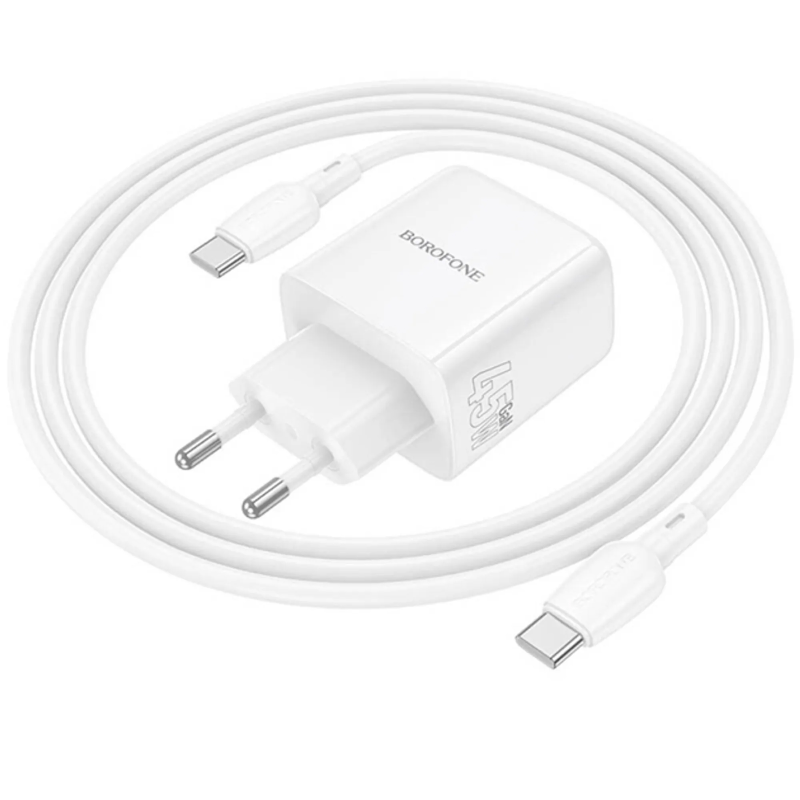 СЗУ Borofone BAS93A Cloud PD30W+QC3.0 (1USB-A/1C) + кабель Type-C to Type-C, White 3, купить оптом с доставкой