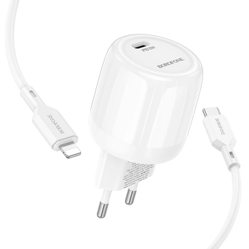 СЗУ Borofone BAS92A Cloud PD25W (1USB-C) + кабель Type-C to Type-C на картинке №3