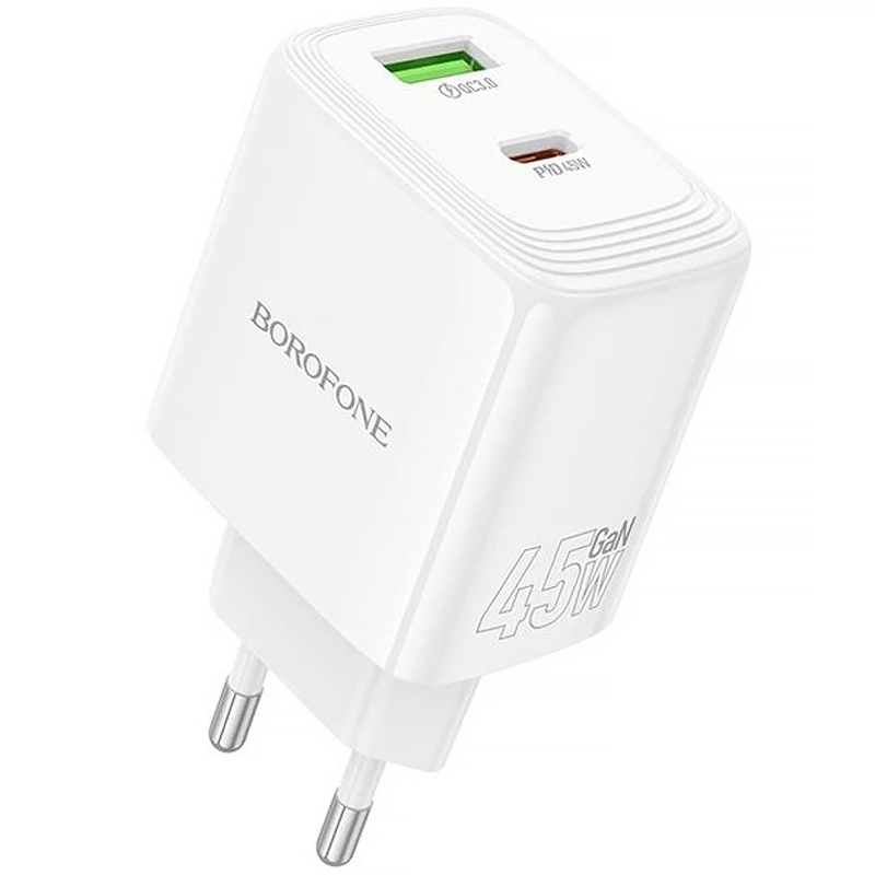 СЗУ Borofone BAS93A Cloud PD30W+QC3.0 (1USB-A/1C), White, купить оптом с доставкой