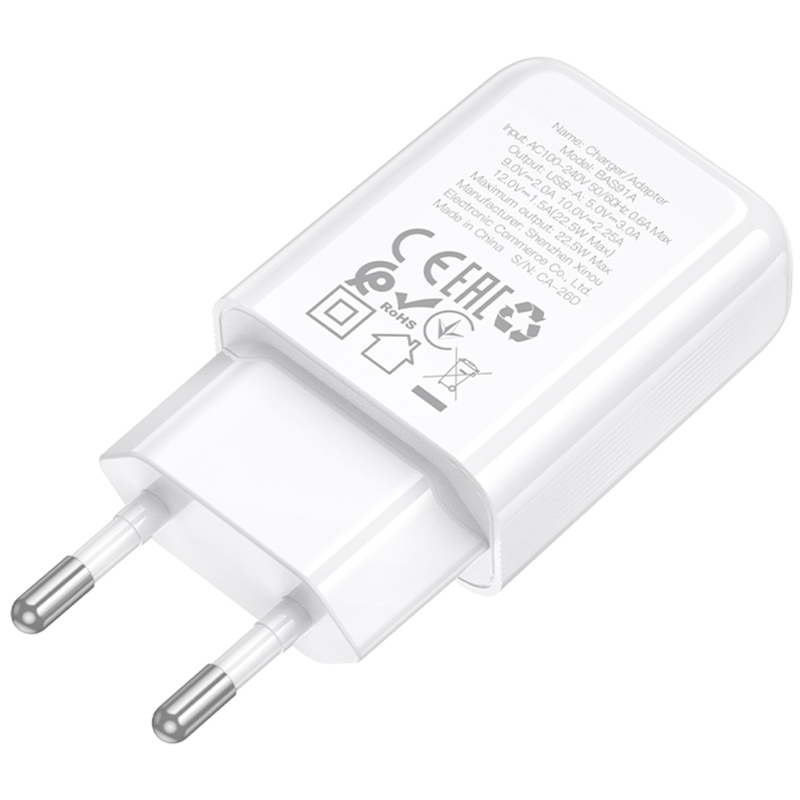 МЗП Borofone BAS91A Cloud QC3.0 22.5W (1USB-A) на малюнкі №3