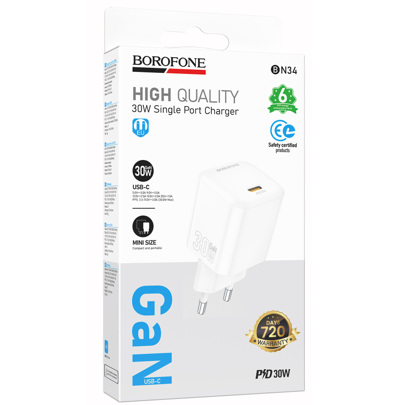 МЗП Borofone BN34 Mini PD30W (1USB-C) на малюнкі №2