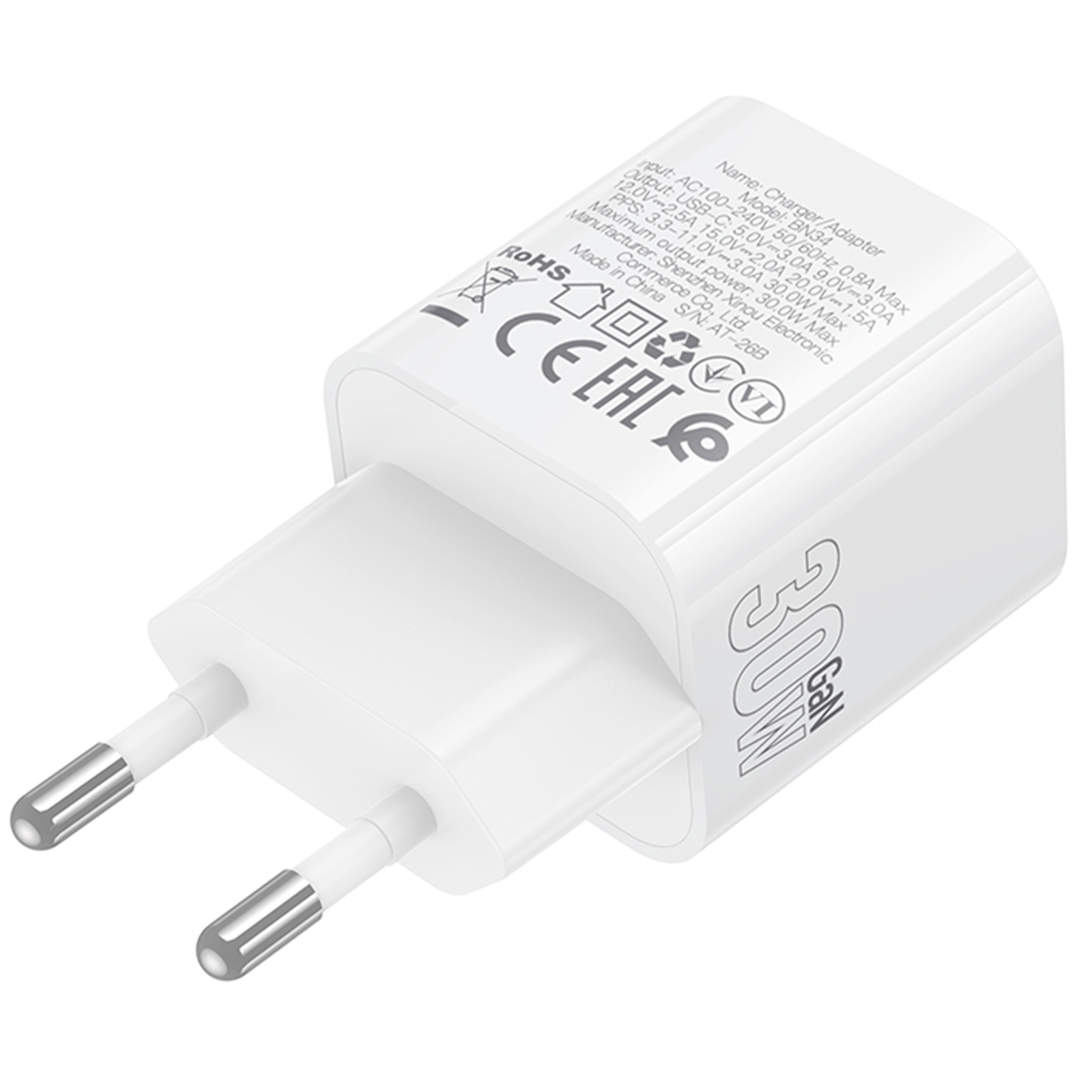 СЗУ Borofone BN34 Mini PD30W (1USB-C), White 2, купить оптом с доставкой