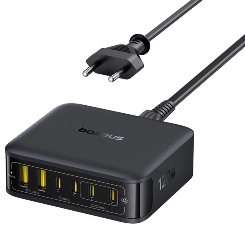 МЗП Baseus EnerFill FH21 PD120W+QC3.0 6in1 (2USB-A/4C) (E0120T), Cosmic Black, купити оптом з доставкою