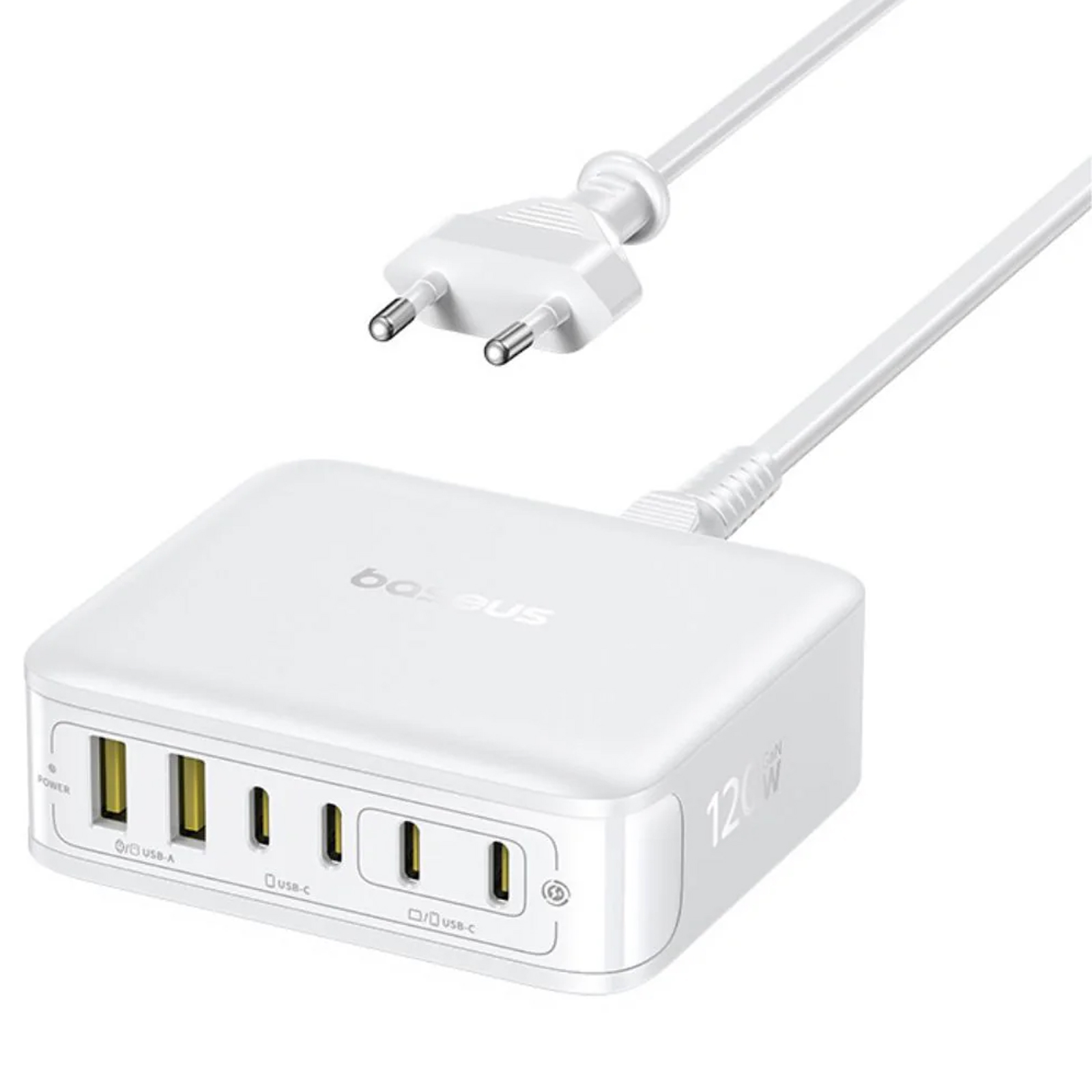 МЗП Baseus EnerFill FH21 PD120W+QC3.0 6in1 (2USB-A/4C) (E0120T), Moon White, купити оптом з доставкою