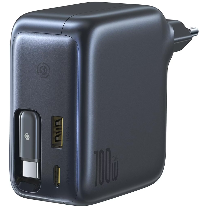МЗП Baseus EnerCore CJ11 PD100W+QC3.0 with retractable cable (1USB-A/2C) (E0120M), Cluster Black 2, купити оптом з доставкою