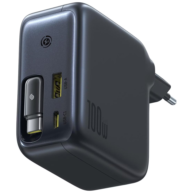 МЗП Baseus EnerCore CJ11 PD100W+QC3.0 with retractable cable (1USB-A/2C) (E0120M), Cluster Black 3, купити оптом з доставкою
