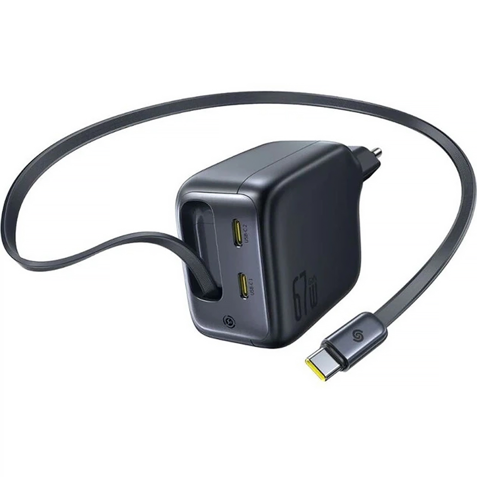 МЗП Baseus EnerCore CJ11 PD67W with retractable cable (3USB-C) (E0121E), Cosmic Black 1, купити оптом з доставкою