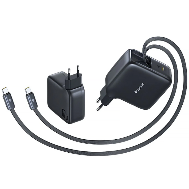 МЗП Baseus EnerCore CJ21 PD67W with retractable cables (3USB-C) (E0121D), Cosmic Black 1, купити оптом з доставкою