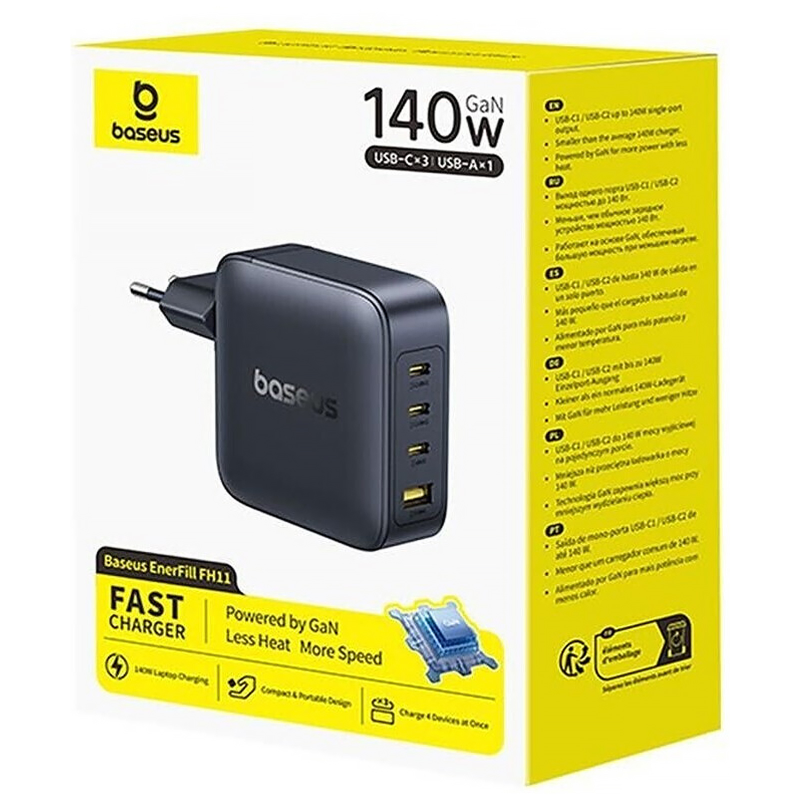 МЗП Baseus EnerFill FH11 PD140W+QC3.0 (1USB-A/3C) (E0121J), Cosmic Black 2, купити оптом з доставкою