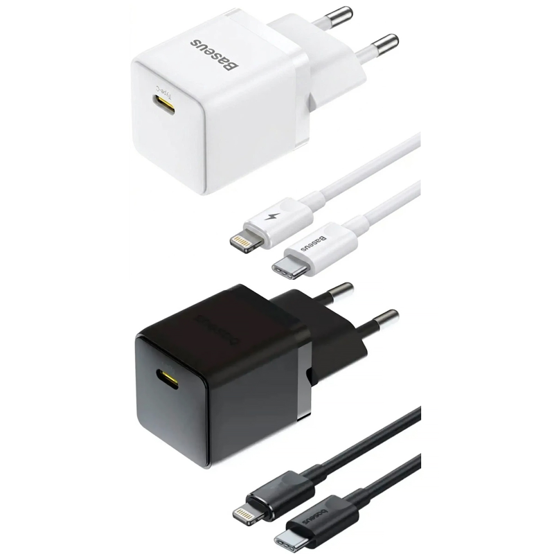 МЗП Baseus Palm Fast Charger 20W (1USB-C) + кабель Type-C to Lightning (E01164), купити оптом з доставкою