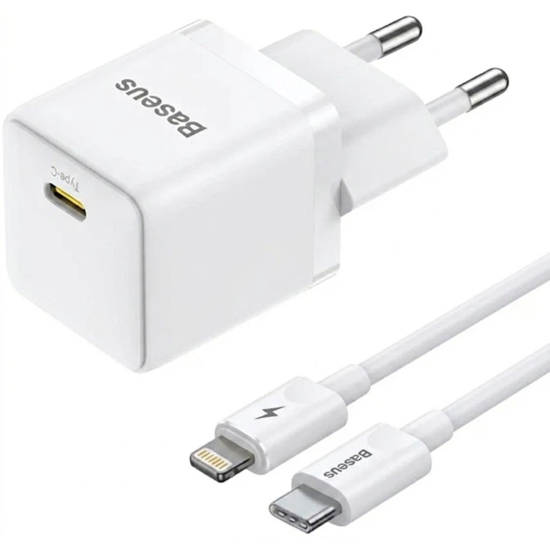 СЗУ Baseus Palm Fast Charger 20W (1USB-C) + кабель Type-C to Lightning (E01164) на картинке №1