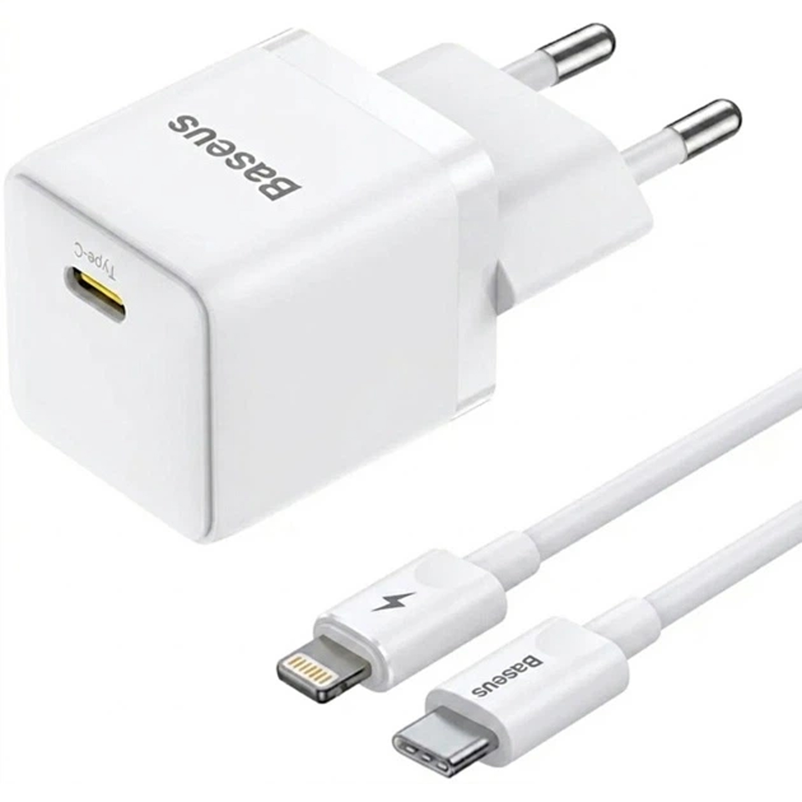 МЗП Baseus Palm Fast Charger 20W (1USB-C) + кабель Type-C to Lightning (E01164), Moon White, купити оптом з доставкою