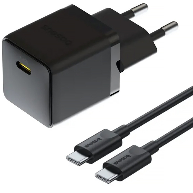 СЗУ Baseus Palm Fast Charger 20W (1USB-C) + кабель Type-C to Type-C (P10111602) на картинке №1