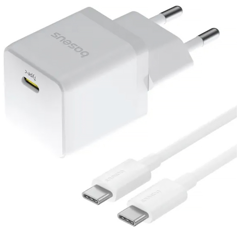 СЗУ Baseus Palm Fast Charger 20W (1USB-C) + кабель Type-C to Type-C (P10111602) на картинке №1