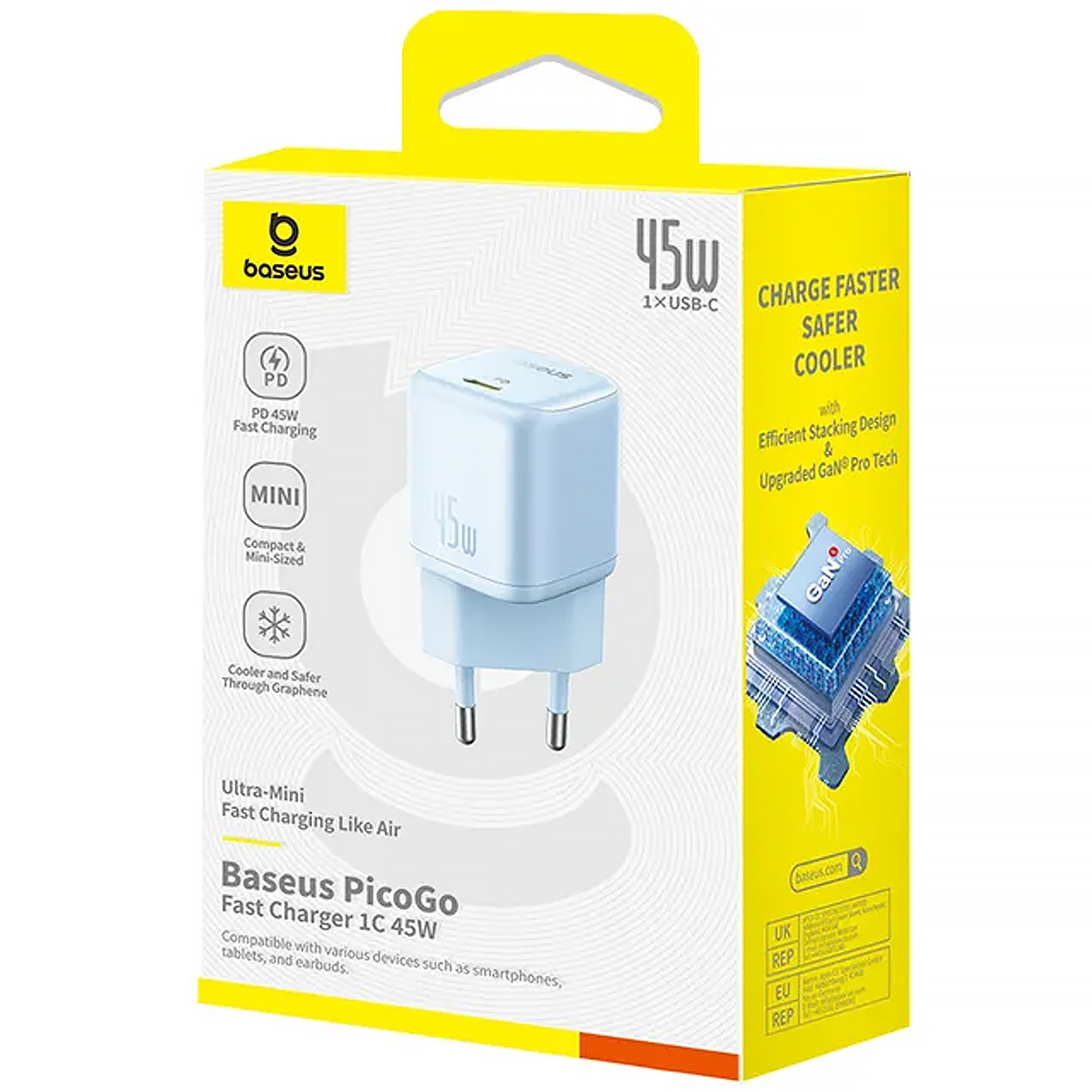 МЗП Baseus PicoGo GaN Fast Charger 45W (1USB-C) (P10176800), Galaxy Blue 1, купити оптом з доставкою