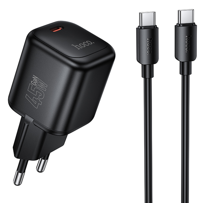 СЗУ Hoco N84 Mini PD45W (1USB-C) + кабель Type-C to Type-C на картинке №1