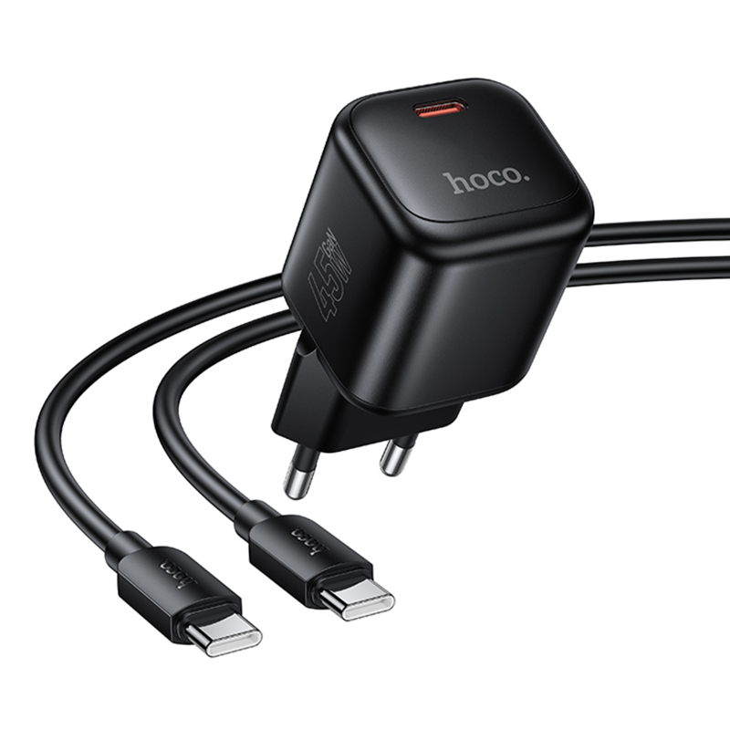 СЗУ Hoco N84 Mini PD45W (1USB-C) + кабель Type-C to Type-C на картинке №5