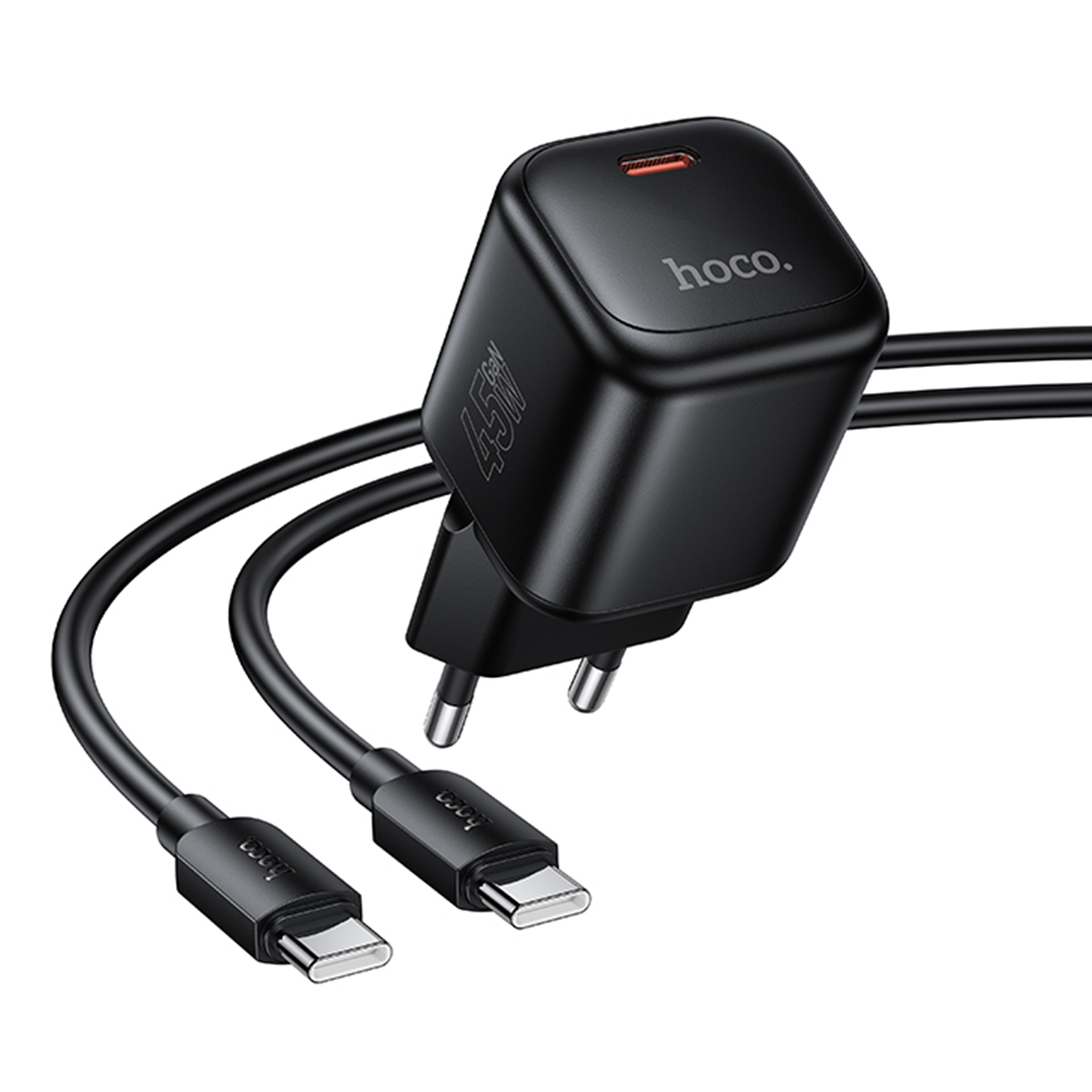 СЗУ Hoco N84 Mini PD45W (1USB-C) + кабель Type-C to Type-C, Black 4, купить оптом с доставкой