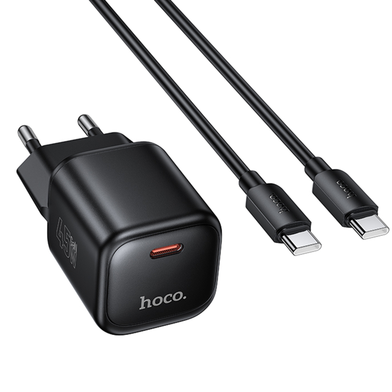 СЗУ Hoco N84 Mini PD45W (1USB-C) + кабель Type-C to Type-C на картинке №6