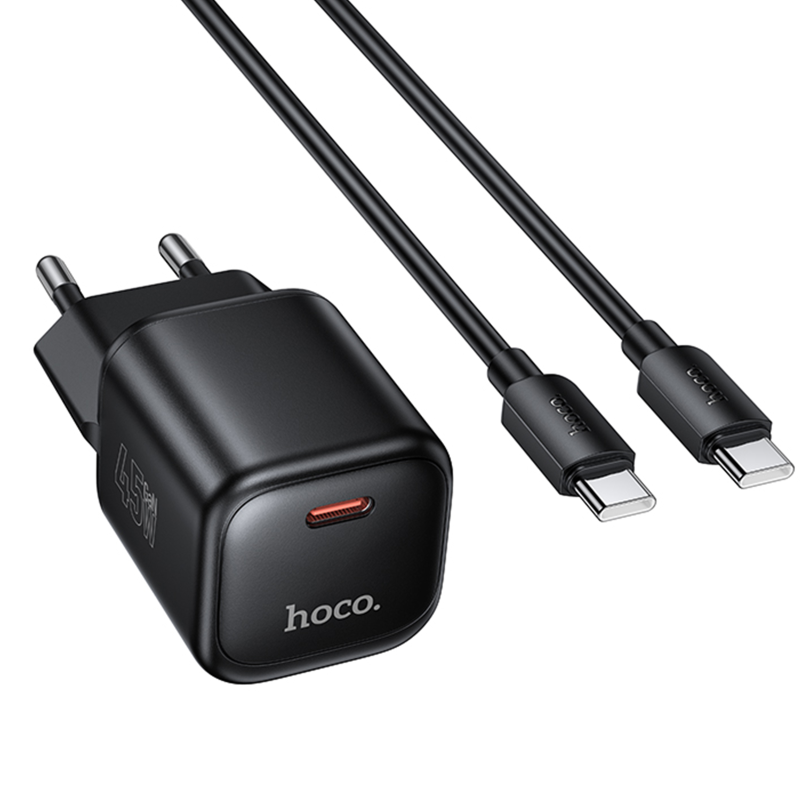СЗУ Hoco N84 Mini PD45W (1USB-C) + кабель Type-C to Type-C, Black 5, купить оптом с доставкой
