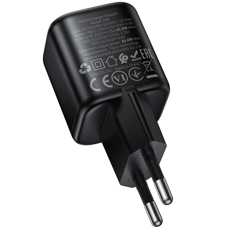 СЗУ Hoco N84 Mini PD45W (1USB-C), Black 2, купить оптом с доставкой