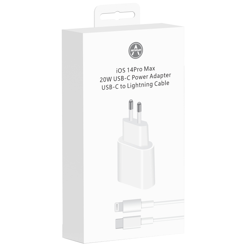 МЗП Amaya AC20CL PD20W (1USB-C) + кабель Type-C to Lightning, White 1, купити оптом з доставкою