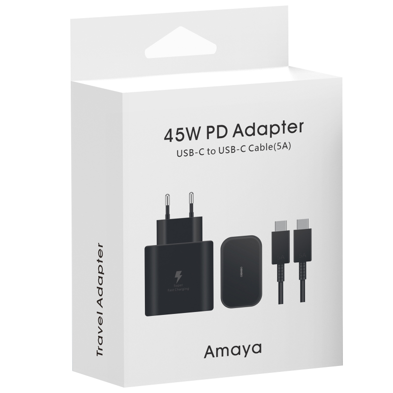 СЗУ Amaya SC45CC PD45W (1USB-C) + кабель Type-C to Type-C на картинке №2