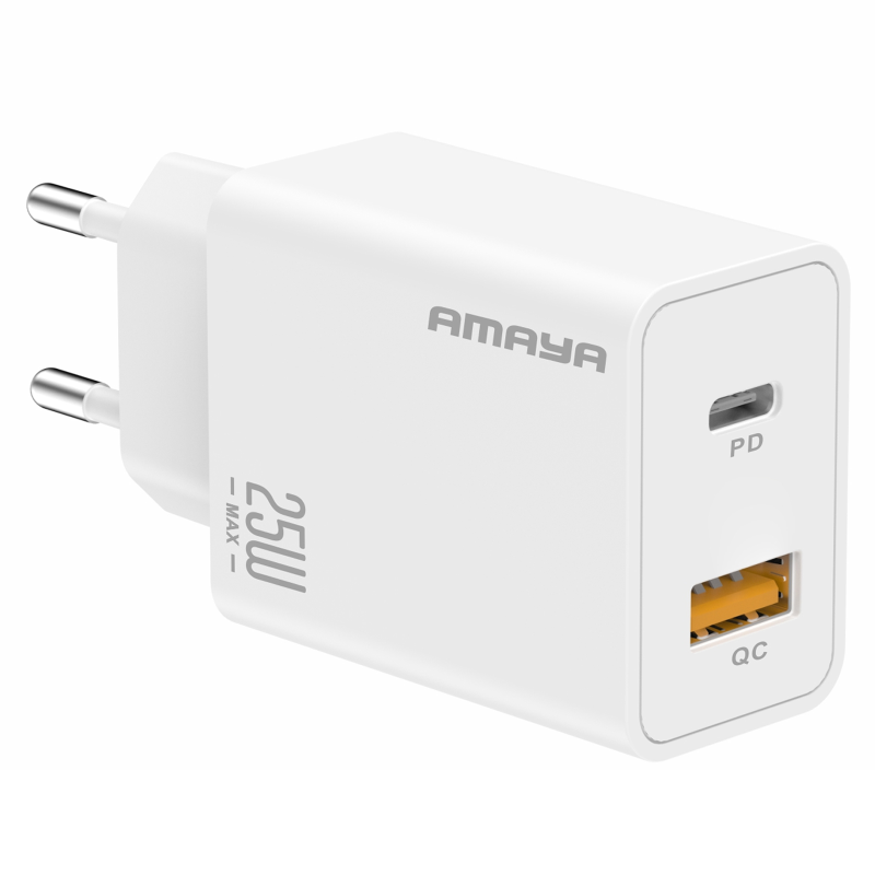 СЗУ Amaya E221D PD25W+QC3.0 (1USB-A/1C), White, купить оптом с доставкой
