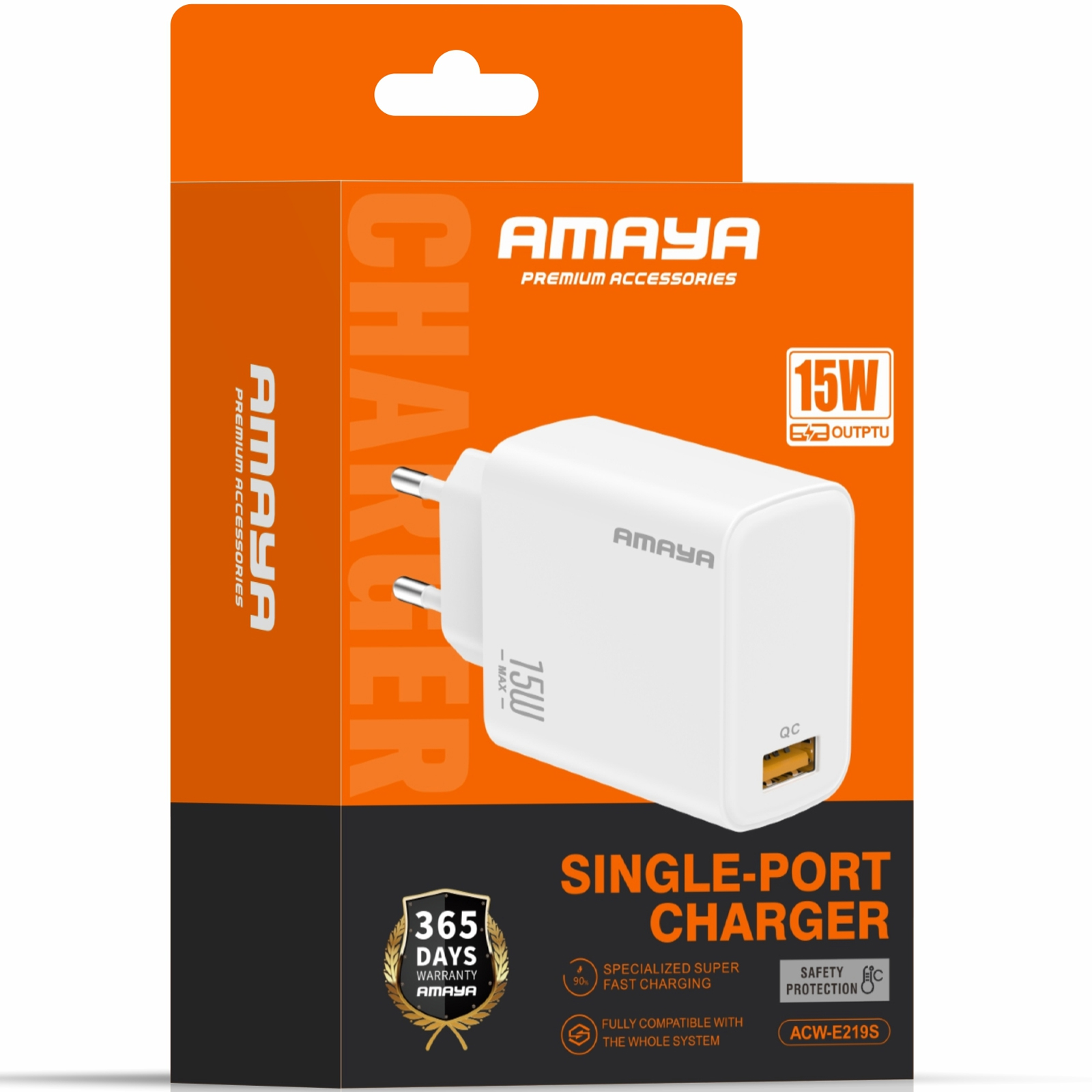 МЗП Amaya E219S QC3.0 15W (1USB-A), White 1, купити оптом з доставкою