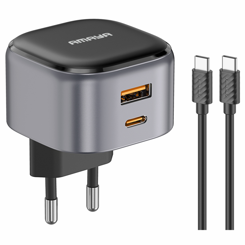 СЗУ Amaya E211D PD20W+QC3.0 (1USB-A/1C) + кабель Type-C to Type-C, купить оптом с доставкой