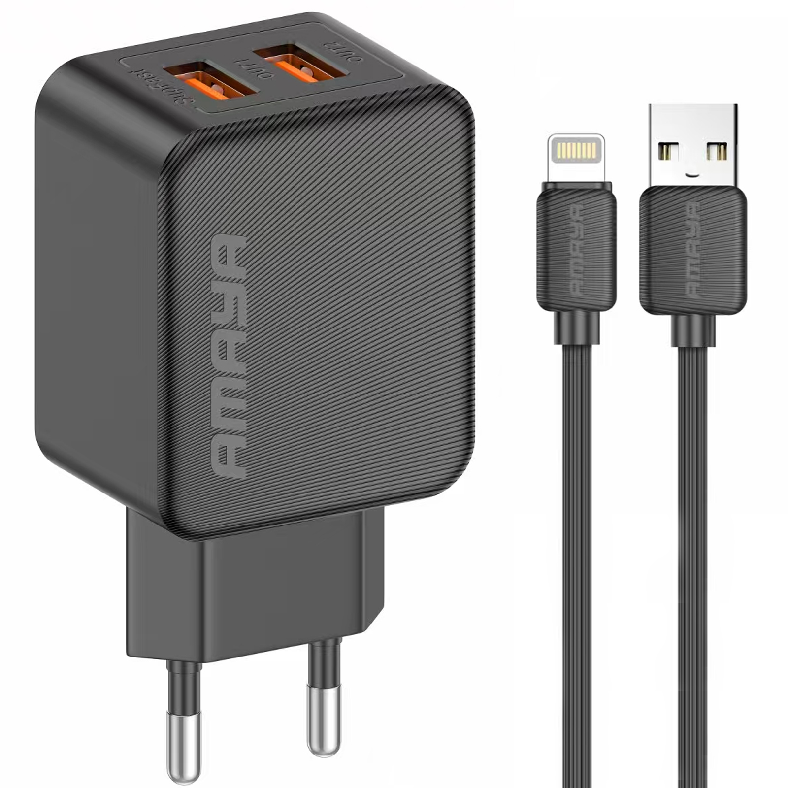 СЗУ Amaya E110L 2.4A (2USB-A) + кабель USB to Lightning, купить оптом с доставкой